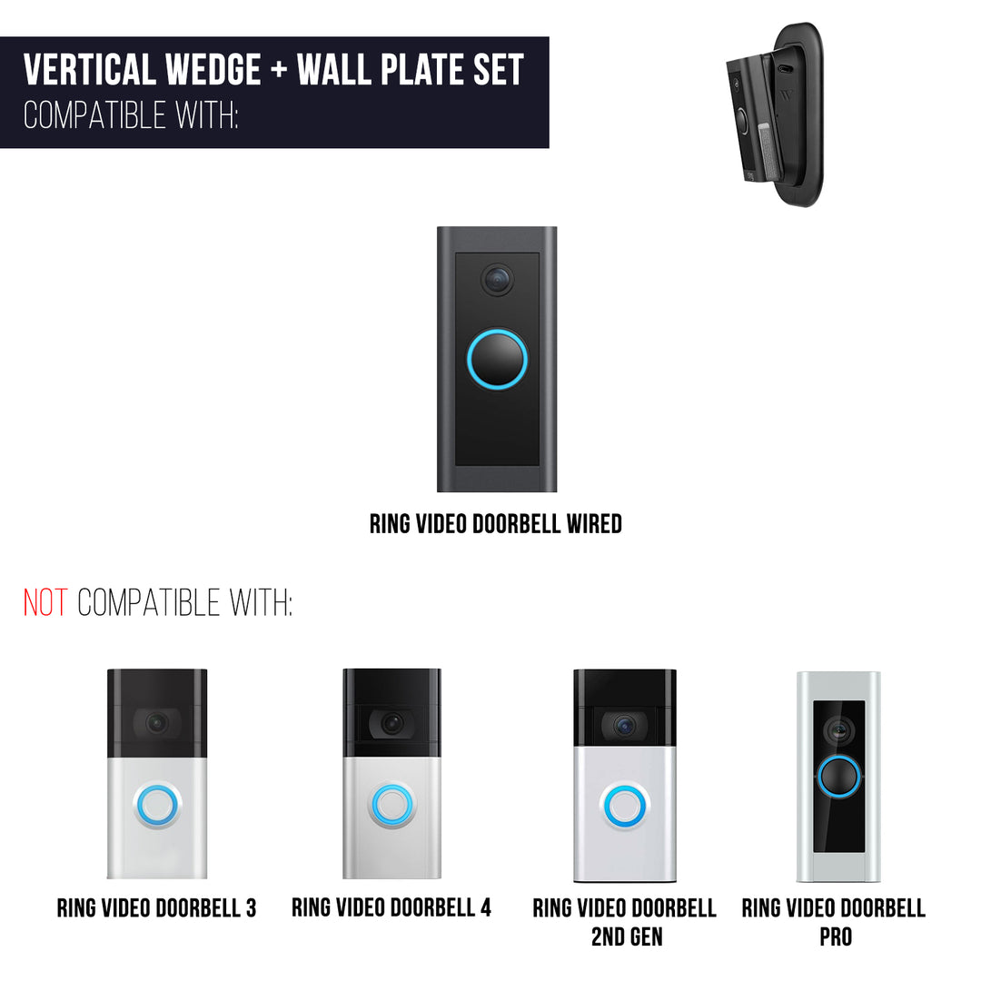 Ring Video Doorbell Wired Vertical Mount and Wall Plate 