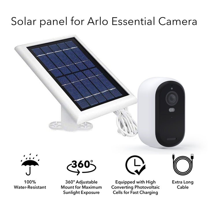Wasserstein Solar Panel for Arlo Essential 2K Outdoor Security Camera (2nd Gen) / XL (2nd Gen) & Essential Spotlight