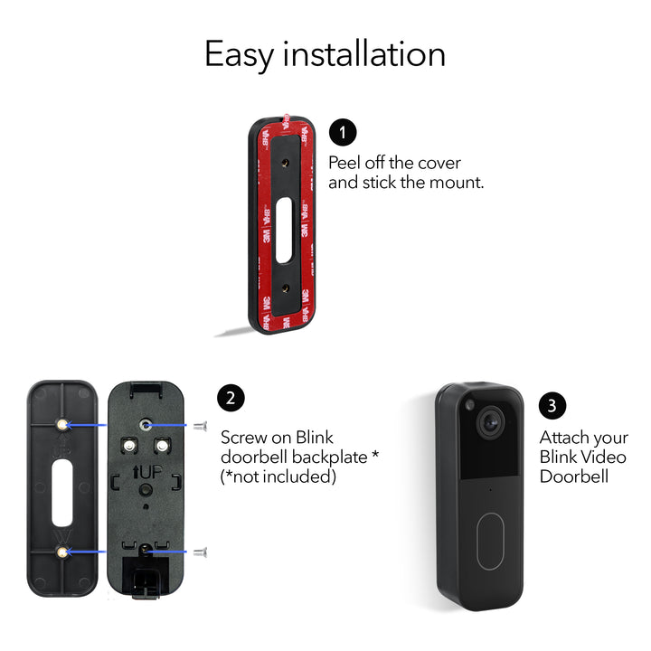 Wasserstein Wall Mount for Blink Video Doorbell 1st Gen & 2nd Gen | No Drill Installation