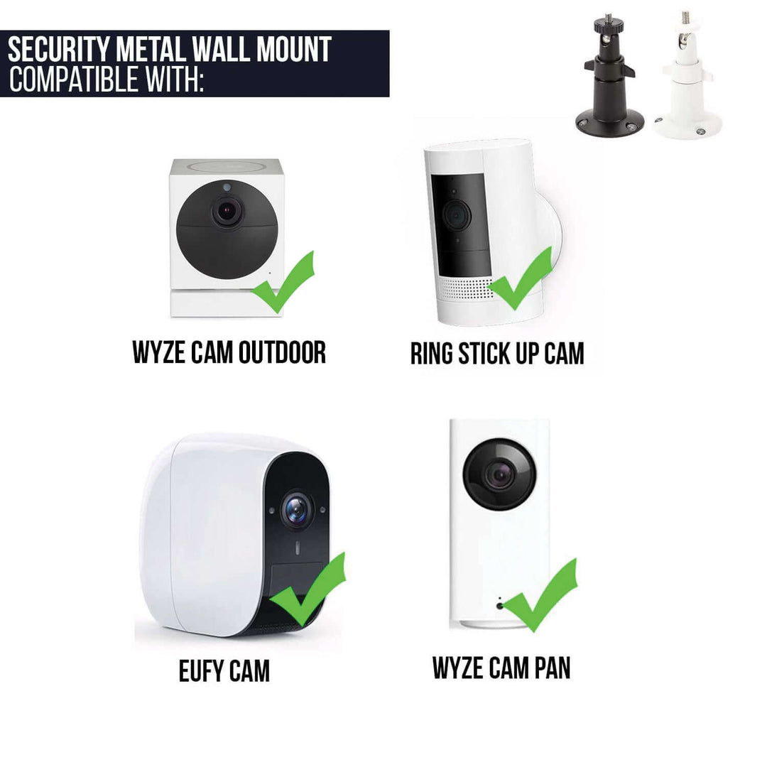 Adjustable Indoor/Outdoor Security Metal Wall Mount for Arlo Pro/Pro 2/Pro 3/Pro 4/Ultra/Ultra 2, Ring Stick Up Cam Battery, eufyCam E/2C, Wyze Cam