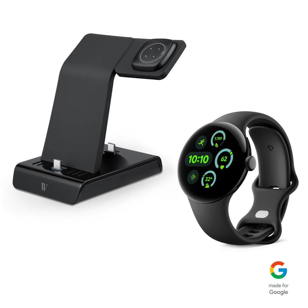 Wasserstein 3-in-1 Charging Station  + Google Pixel Watch 3 WiFi (Black / 41mm) Bundle | Made for Google