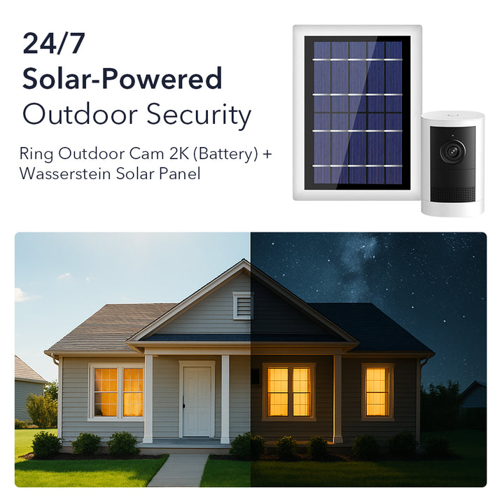 Ring Outdoor Cam 2K (Battery, 2nd Gen) + Wasserstein Solar Panel Bundle