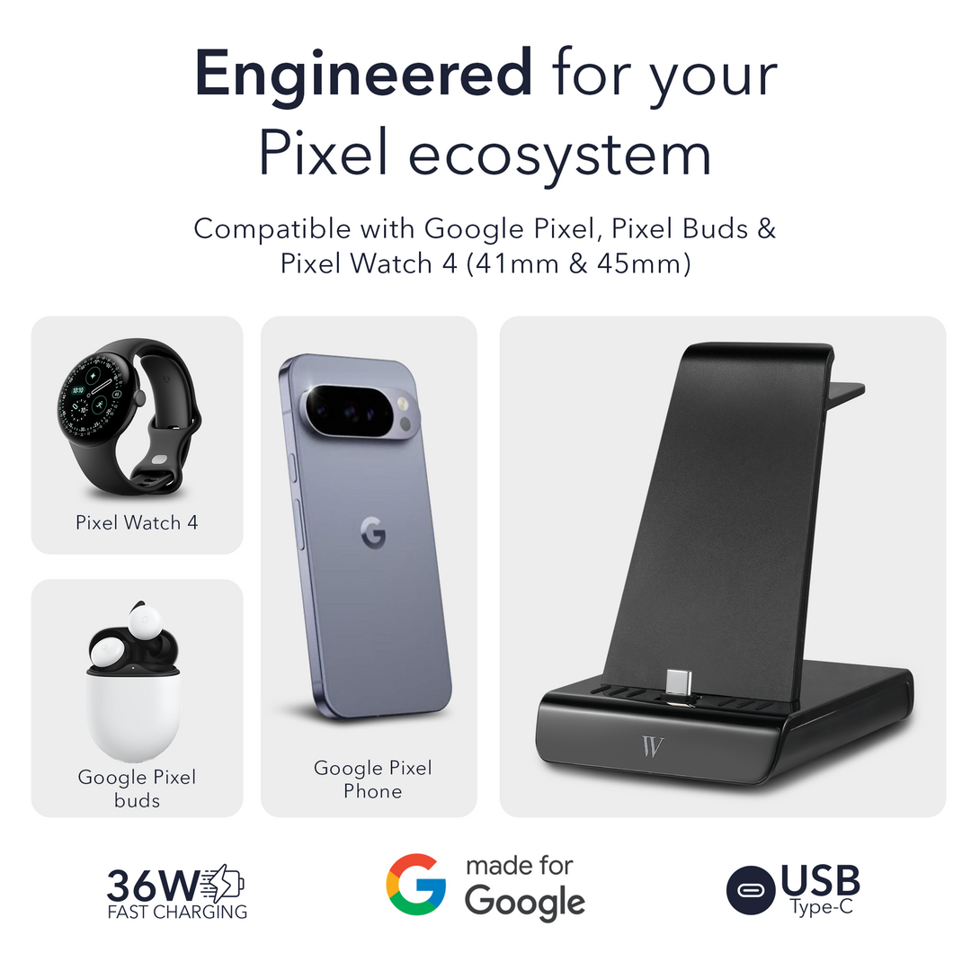 Wasserstein 3-in-1 Charging Station Made for Google Pixel, Pixel Buds & Pixel Watch 4 (41mm & 45mm)