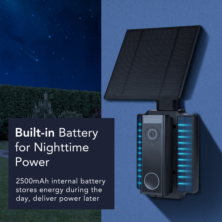 Wasserstein Universal Solar Charger with Built-in Battery for Arlo Video Battery Doorbell 2K (2nd Gen) & Wyze Wireless Duo Cam & eufy E340/C30/C31 Doorbell (2.5W)