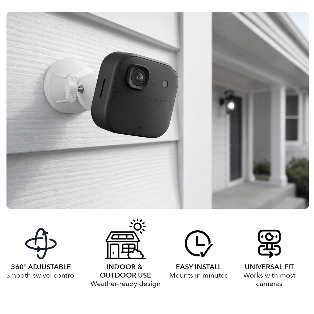 Wasserstein Camera Mount for Blink Outdoor/XT/XT2, Ring Stick Up Cam Battery/Wired, Ring Outdoor Cam Plus, Arlo Essential Spotlight/Pro 3/4/Ultra/Ultra 2, eufyCam 2/Pro - 360° Swivel (2-pack)