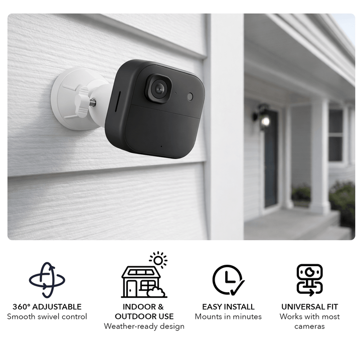 Wasserstein Camera Mount for Blink Outdoor/XT/XT2, Ring Stick Up Cam Battery/Wired, Ring Outdoor Cam Plus, Arlo Essential Spotlight/Pro 3/4/Ultra/Ultra 2, eufyCam 2/Pro - 360° Swivel (2-pack)