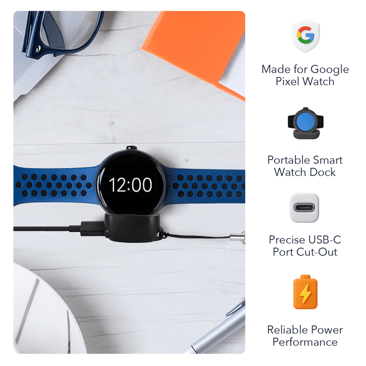 Wasserstein On-the-Go Charger for Google Pixel Watch 4 (41mm & 45mm) | Made for Google