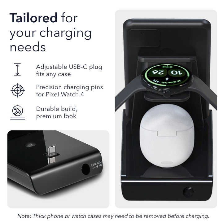 Wasserstein 3-in-1 Charging Station Made for Google Pixel, Pixel Buds & Pixel Watch 4 (41mm & 45mm)
