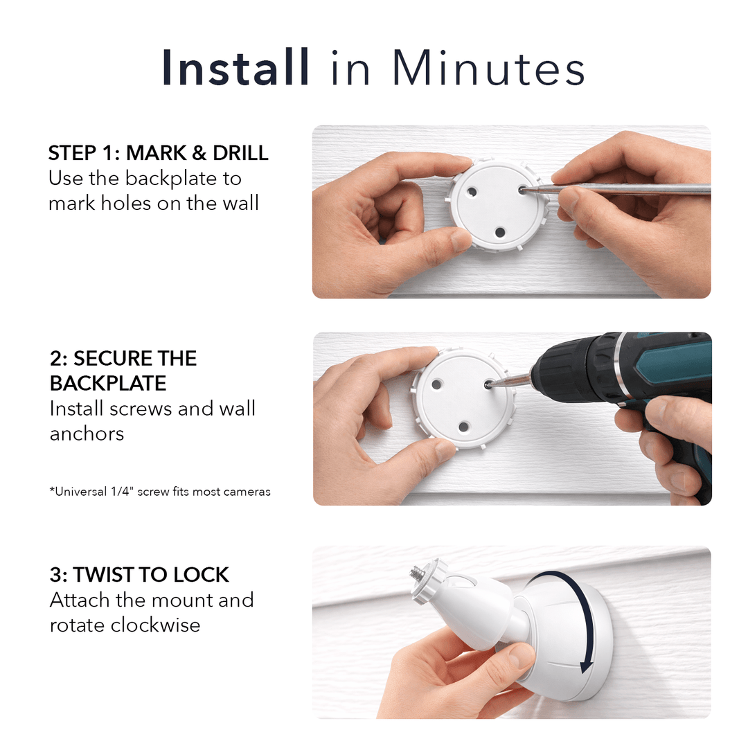 Wasserstein Camera Mount for Blink Outdoor/XT/XT2, Ring Stick Up Cam Battery/Wired, Ring Outdoor Cam Plus, Arlo Essential Spotlight/Pro 3/4/Ultra/Ultra 2, eufyCam 2/Pro - 360° Swivel (2-pack)