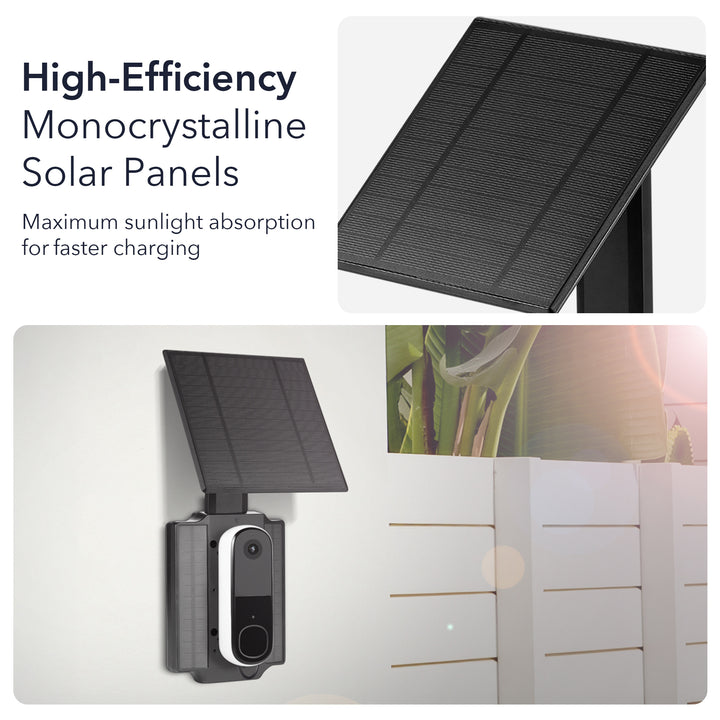 Wasserstein Universal Solar Charger with Built-in Battery for Arlo Video Battery Doorbell 2K (2nd Gen) & Wyze Wireless Duo Cam & eufy E340/C30/C31 Doorbell (2.5W)