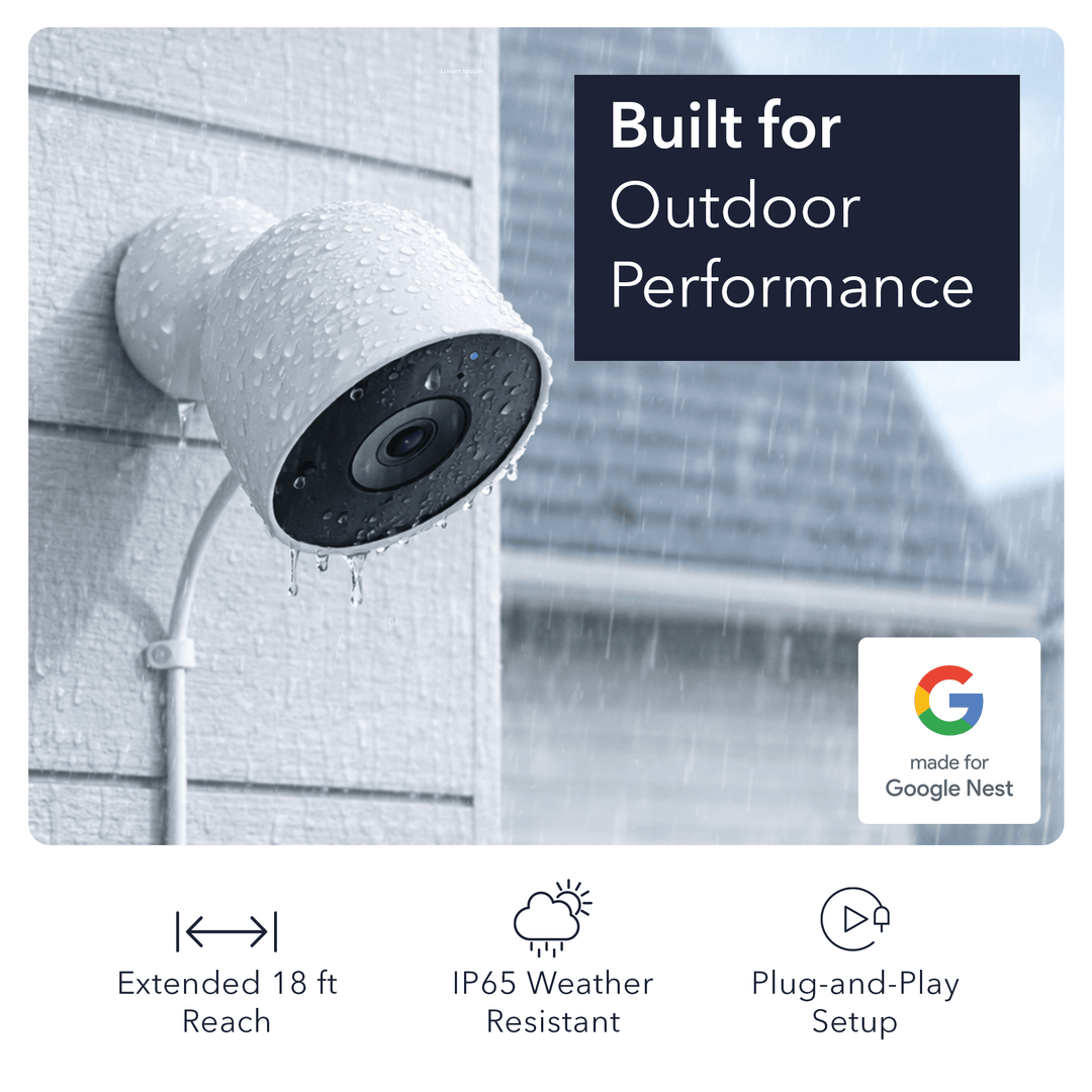 Wasserstein 18ft Cord for Google Nest Cam Outdoor (Wired, 2nd Gen