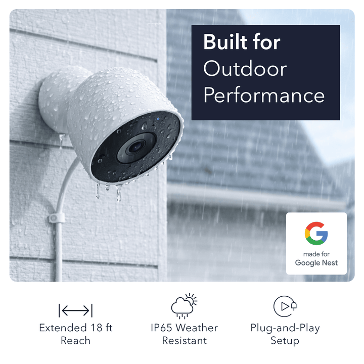 Wasserstein 18ft Cord for Google Nest Cam Outdoor (Wired, 2nd Gen