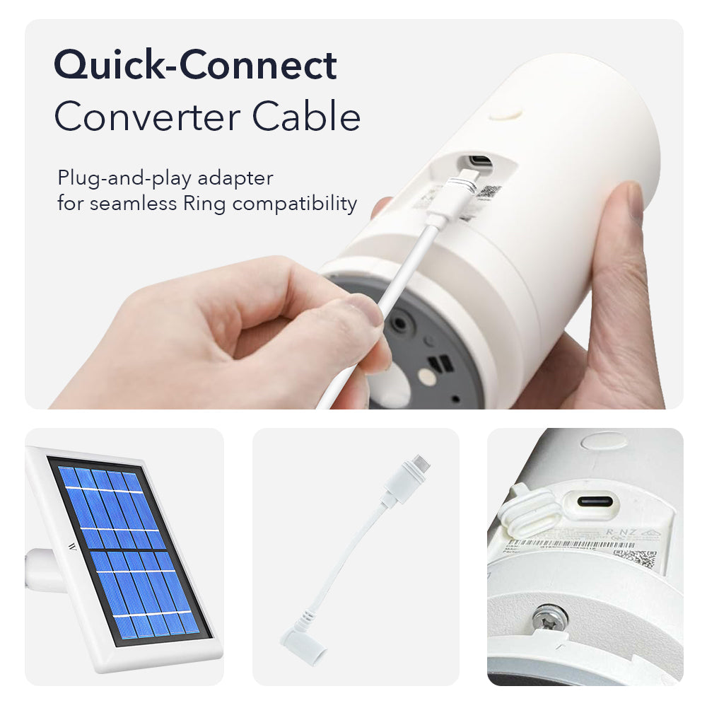 Ring Outdoor Cam 2K (Battery, 2nd Gen) + Wasserstein Solar Panel Bundle