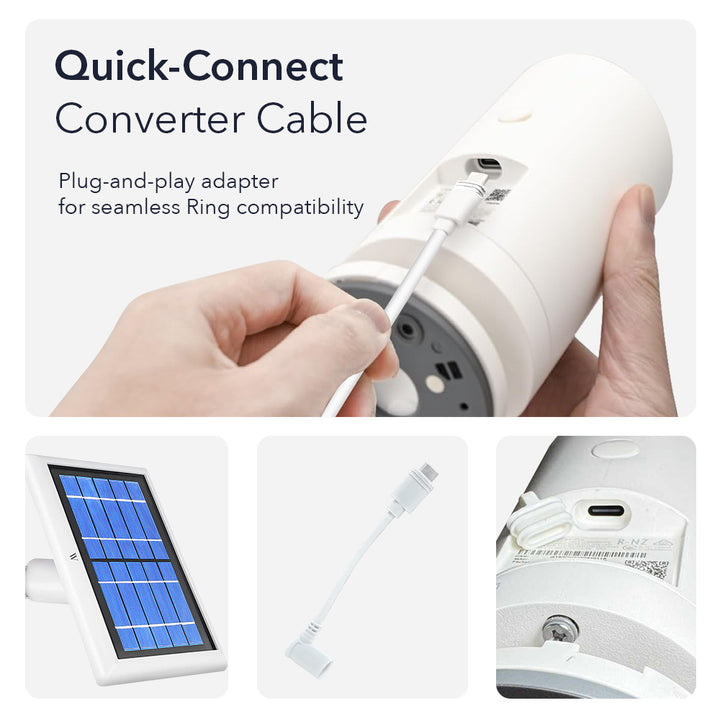 Ring Outdoor Cam 2K (Battery, 2nd Gen) + Wasserstein Solar Panel Bundle