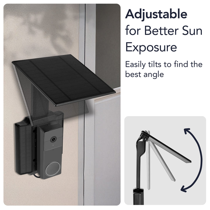 Wasserstein Universal Solar Charger with Built-in Battery for Arlo Video Battery Doorbell 2K (2nd Gen) & Wyze Wireless Duo Cam & eufy E340/C30/C31 Doorbell (2.5W)