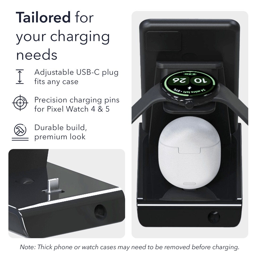 Wasserstein 3-in-1 Charging Station Made for Google Pixel, Pixel Buds & Pixel Watch 4 & 5 (41mm & 45mm)