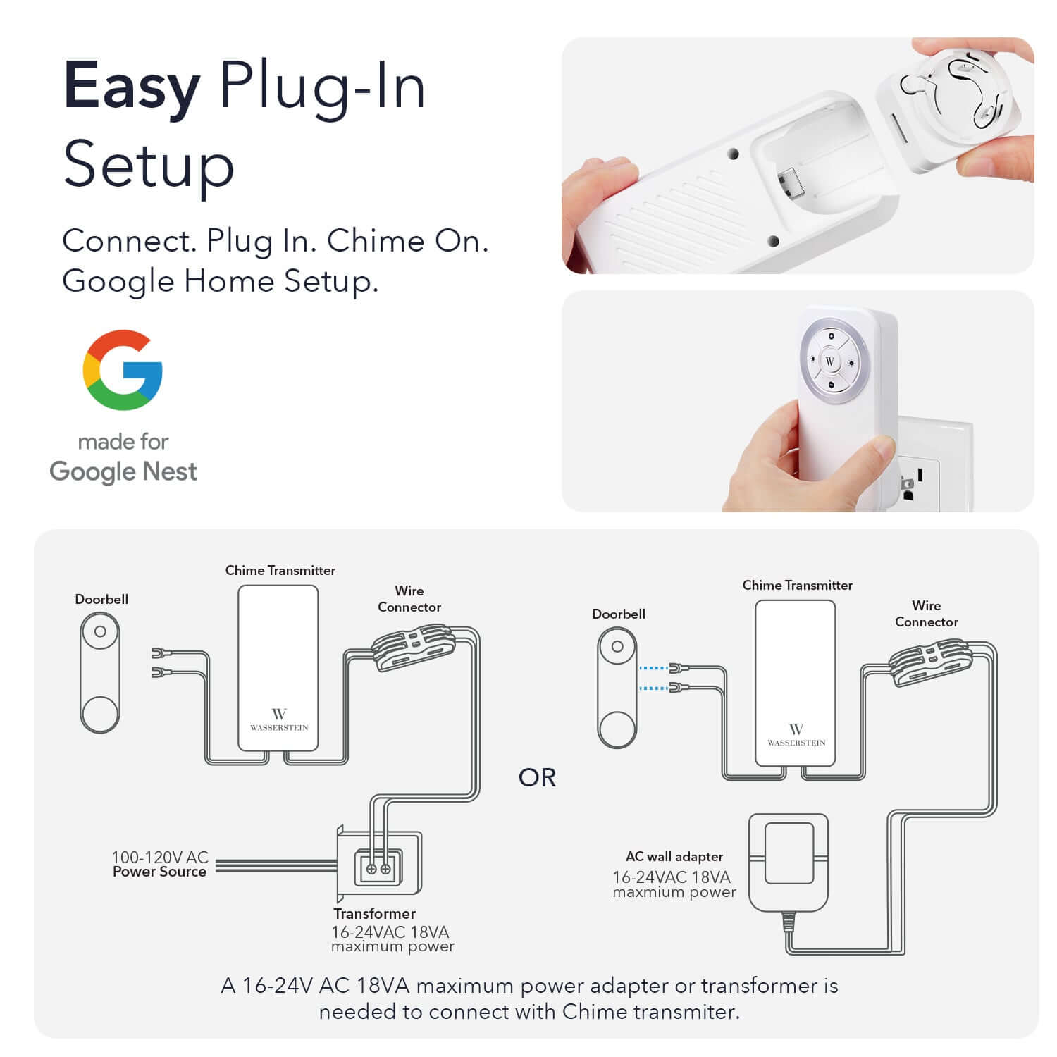 Google Nest Doorbell　バッテリー式　チャイム、電源トランス付 Google Nest Doorbell バッテリー式 チャイム、電源トランス付