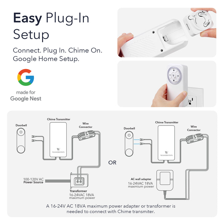 Wasserstein Google Nest Doorbell Chime (Wired, 2nd Gen) - Made for Google