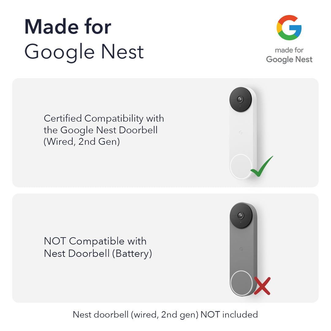 Wasserstein Google Nest Doorbell Chime (Wired, 2nd Gen) - Made for Google