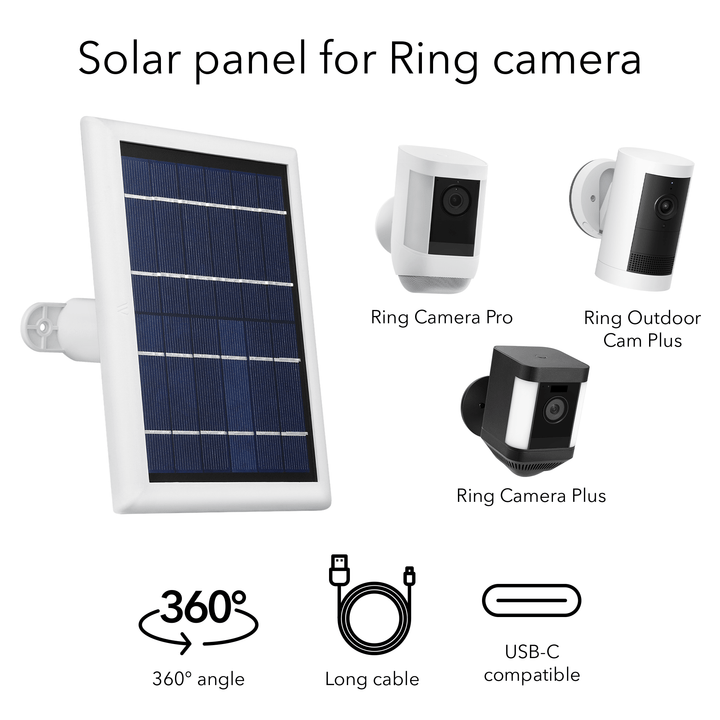 Wasserstein Solar Panel for Ring Spotlight Cam/Plus/Pro, Battery, Stick Up Cam/Pro, Battery & Outdoor Cam Plus, Battery