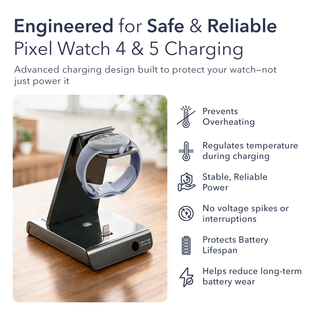 Wasserstein 3-in-1 Charging Station Made for Google Pixel, Pixel Buds & Pixel Watch 4 & 5 (41mm & 45mm)