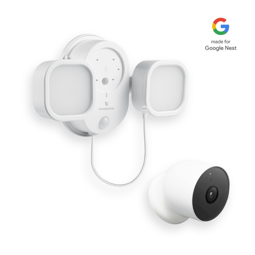 Google Nest Cam (Battery) + Wasserstein 3-in-1 Charger, Floodlight & Mount Bundle | Made for Google