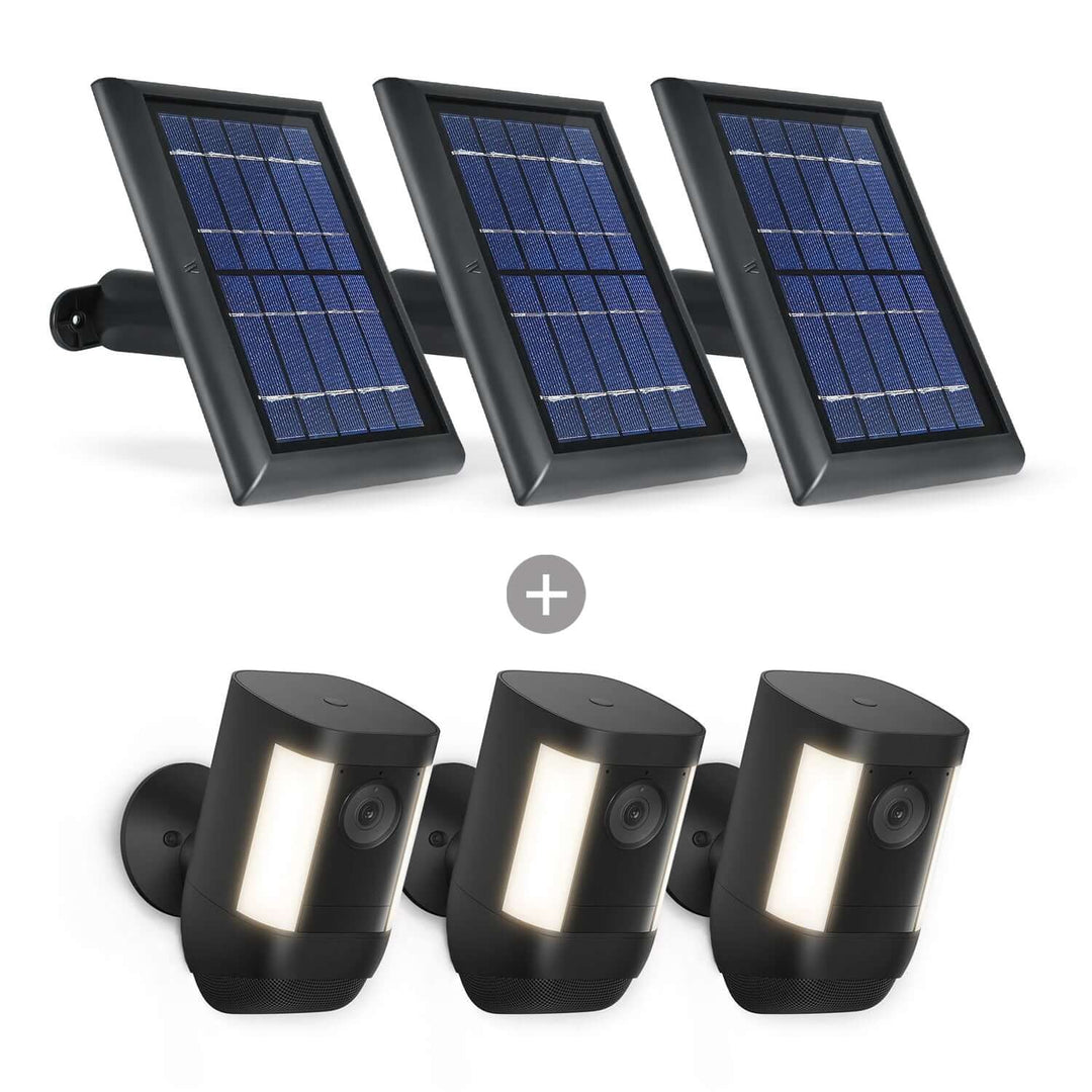 10W Zonnepaneeloplader Voor Ring Spotlight & Stick Up Cam – IP65 Waterdicht, Met 3 Meter Kabel, Snel Opladen