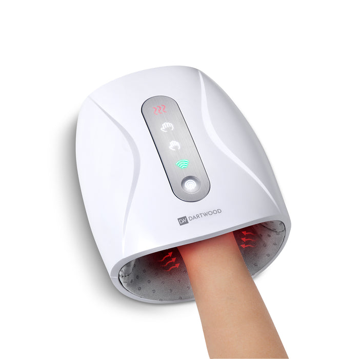 Dartwood Hand Massager with Heat and Compression - Wireless Electric Massager for Hands, Wrists, and Fingers - Cordless Hand Therapy (White)