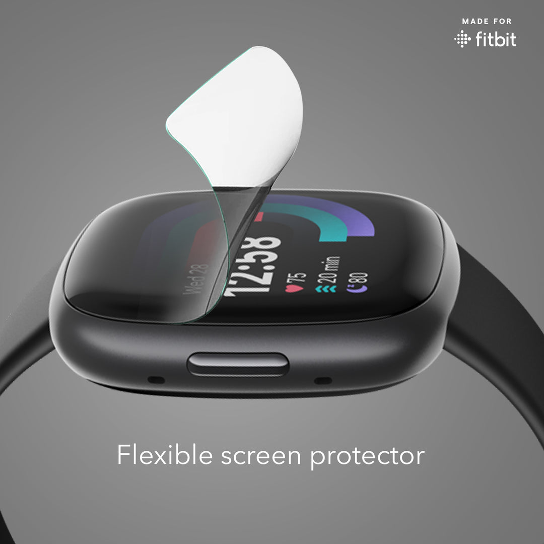 For Fitbit Versa 3 Full Coverage Case Cover With Tempered Glass Screen  Protector