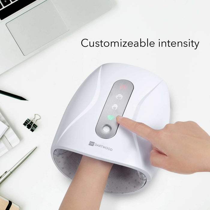 Dartwood Hand Massager with Heat and Compression - Wireless Electric Massager for Hands, Wrists, and Fingers - Cordless Hand Therapy (White)