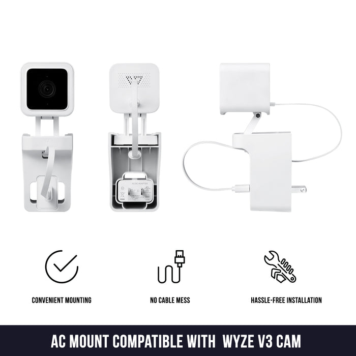 US Plug Type Outlet Holder Mount for Wyze Cam V3 Plug-in Stable
