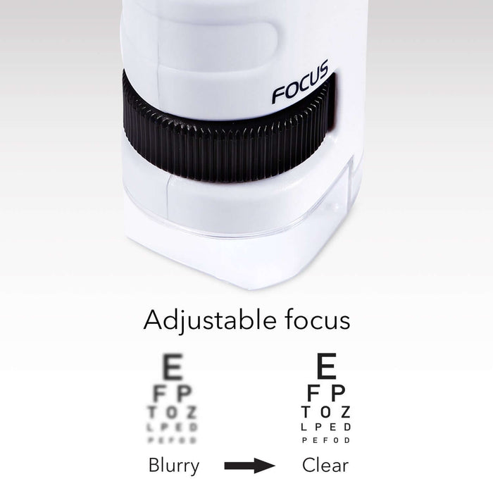 Dartwood Pocket Microscope - Mini Portable Microscope for Kids & Adults with LED - 60x-120x Magnification (White)