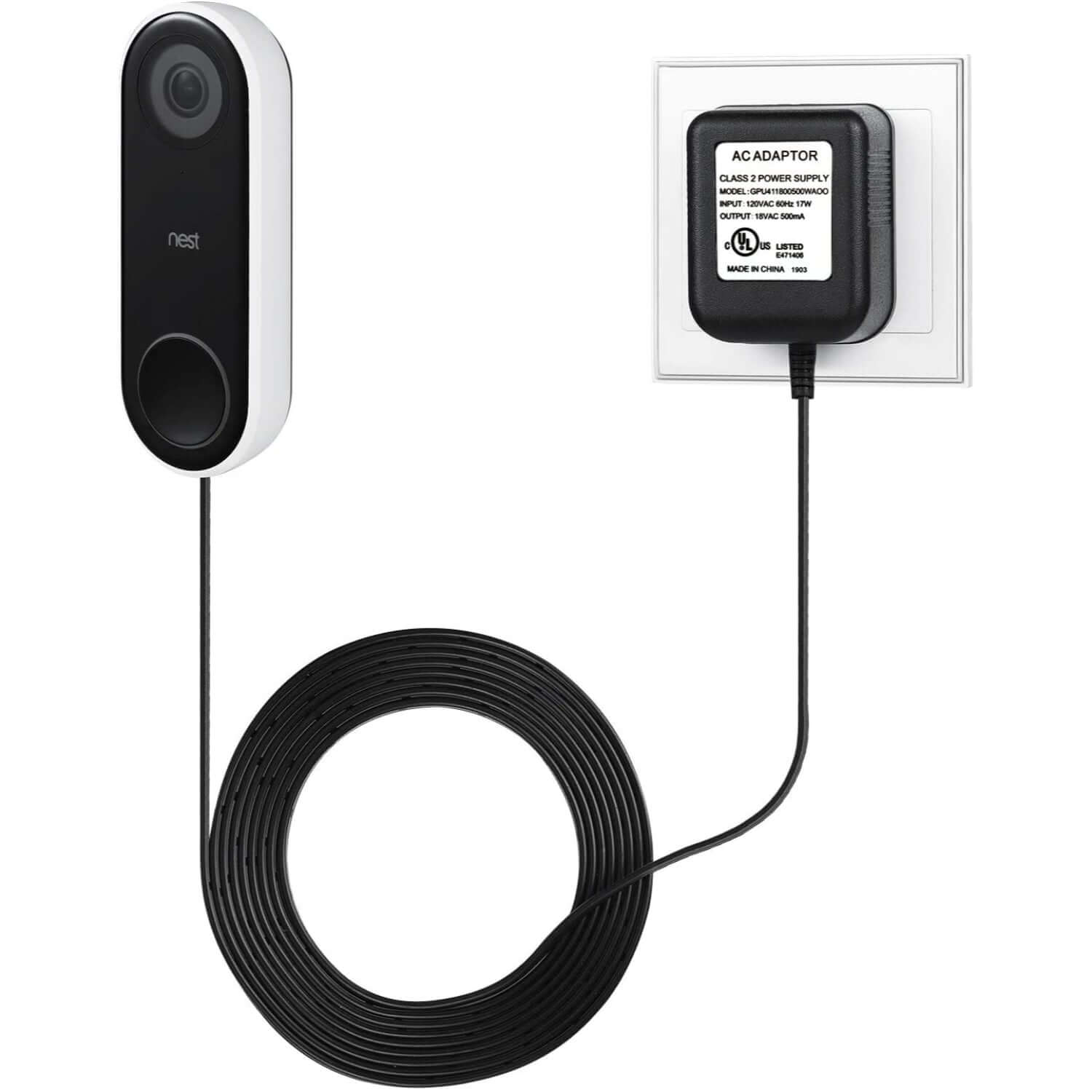 ninety7 indoor power adapter for google nest hello doorbell install