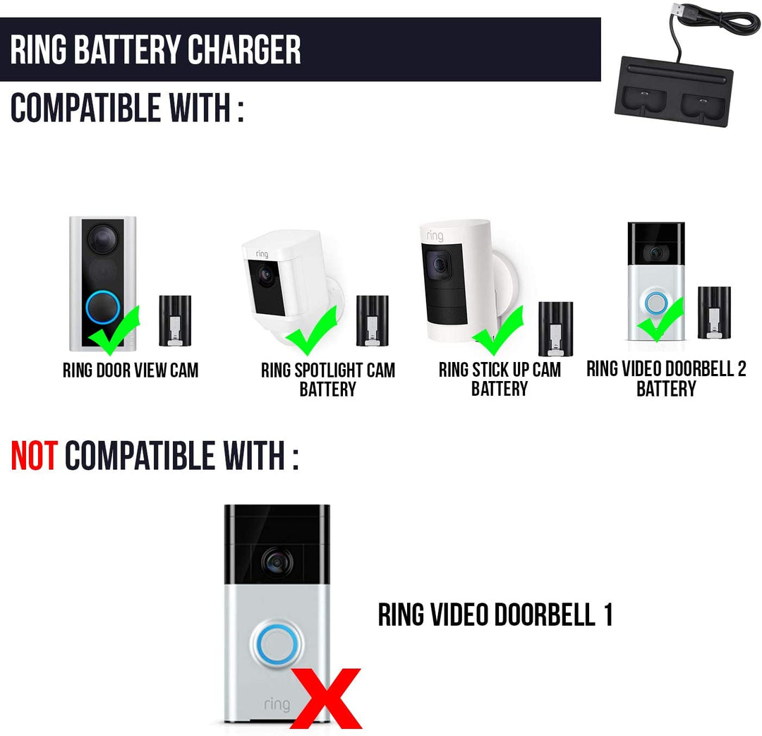 Ring Charging Station + 2 Quick Release Battery Pack Bundle