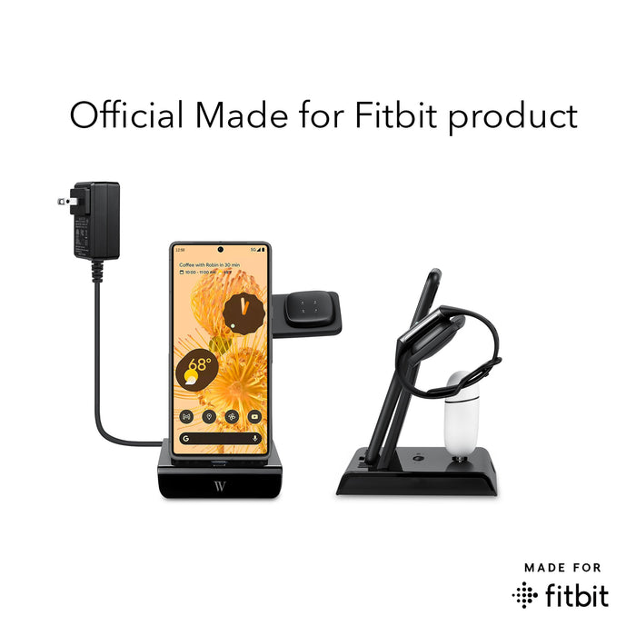 3-in-1 Fitbit Charging Station for Multiple Devices (Google Pixel, Pixel Buds, and USB-C Devices) (Black)