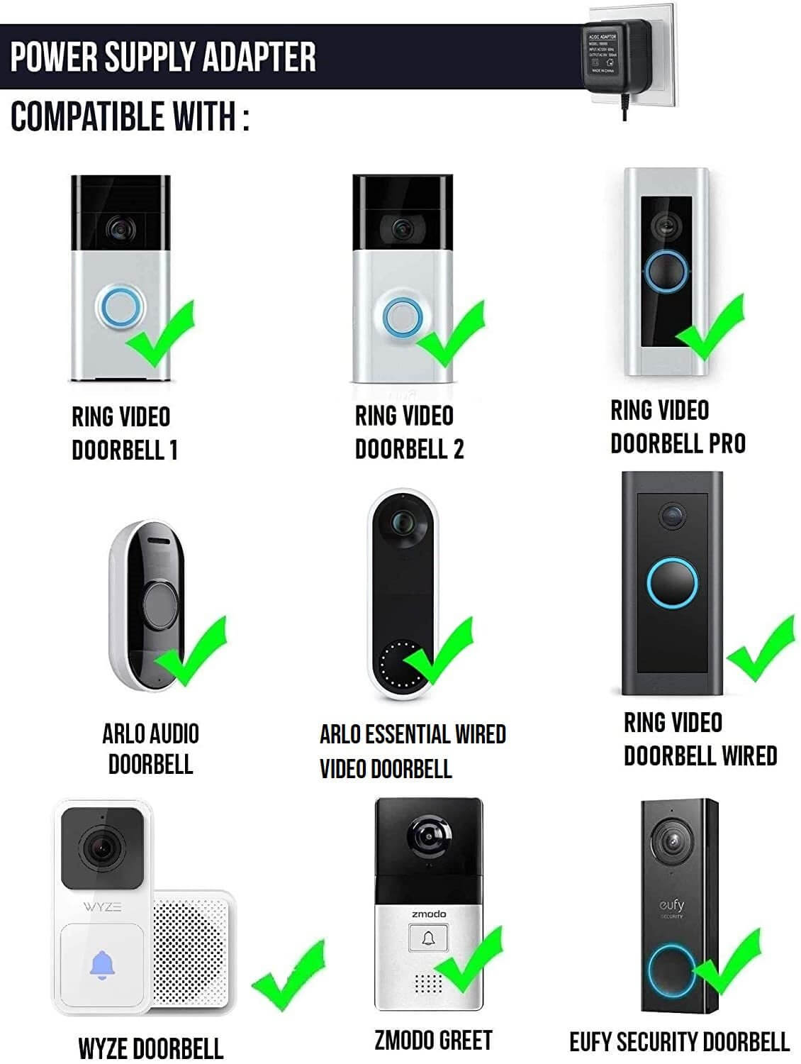 Ring video doorbell sales 2 power adapter