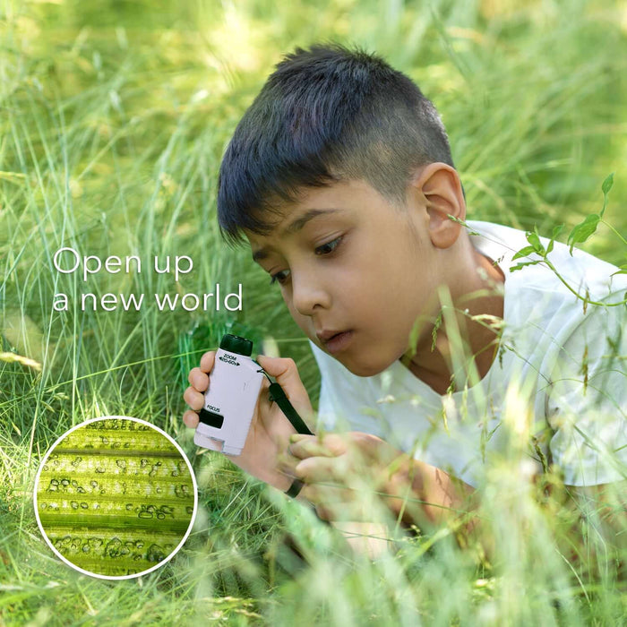 Dartwood Pocket Microscope - Mini Portable Microscope for Kids & Adults with LED - 60x-120x Magnification (White)