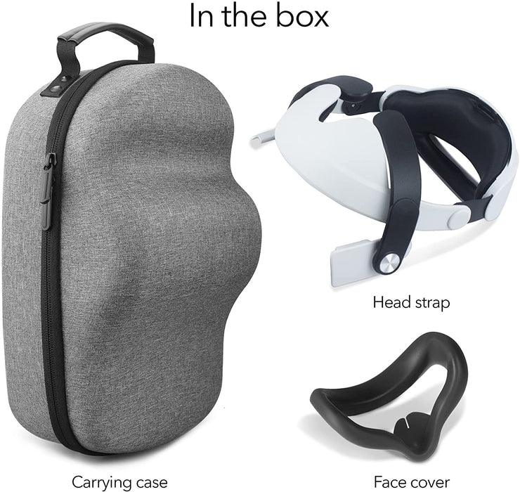 Wasserstein VR Headset Carrying Case, Head Strap, and Face Cover 